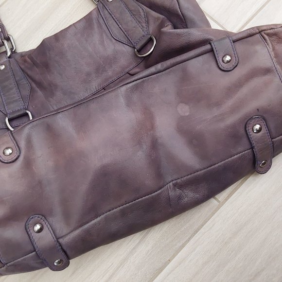 Nordstrom Vintage Purple Italian Leather Satchel Tote Handbag Size XL - Picture 2 of 8